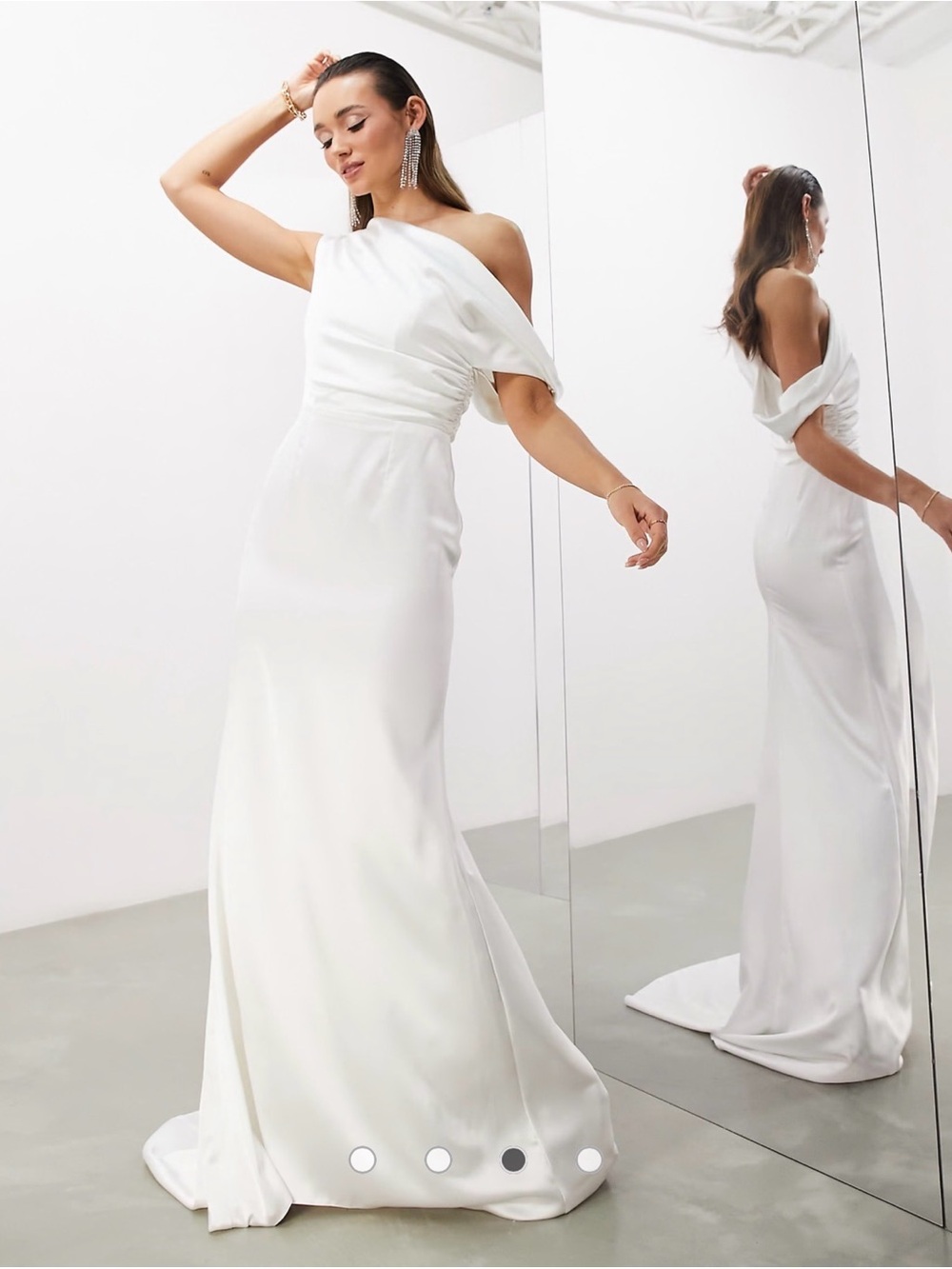 ASOS White One-Shoulder Draped Gown